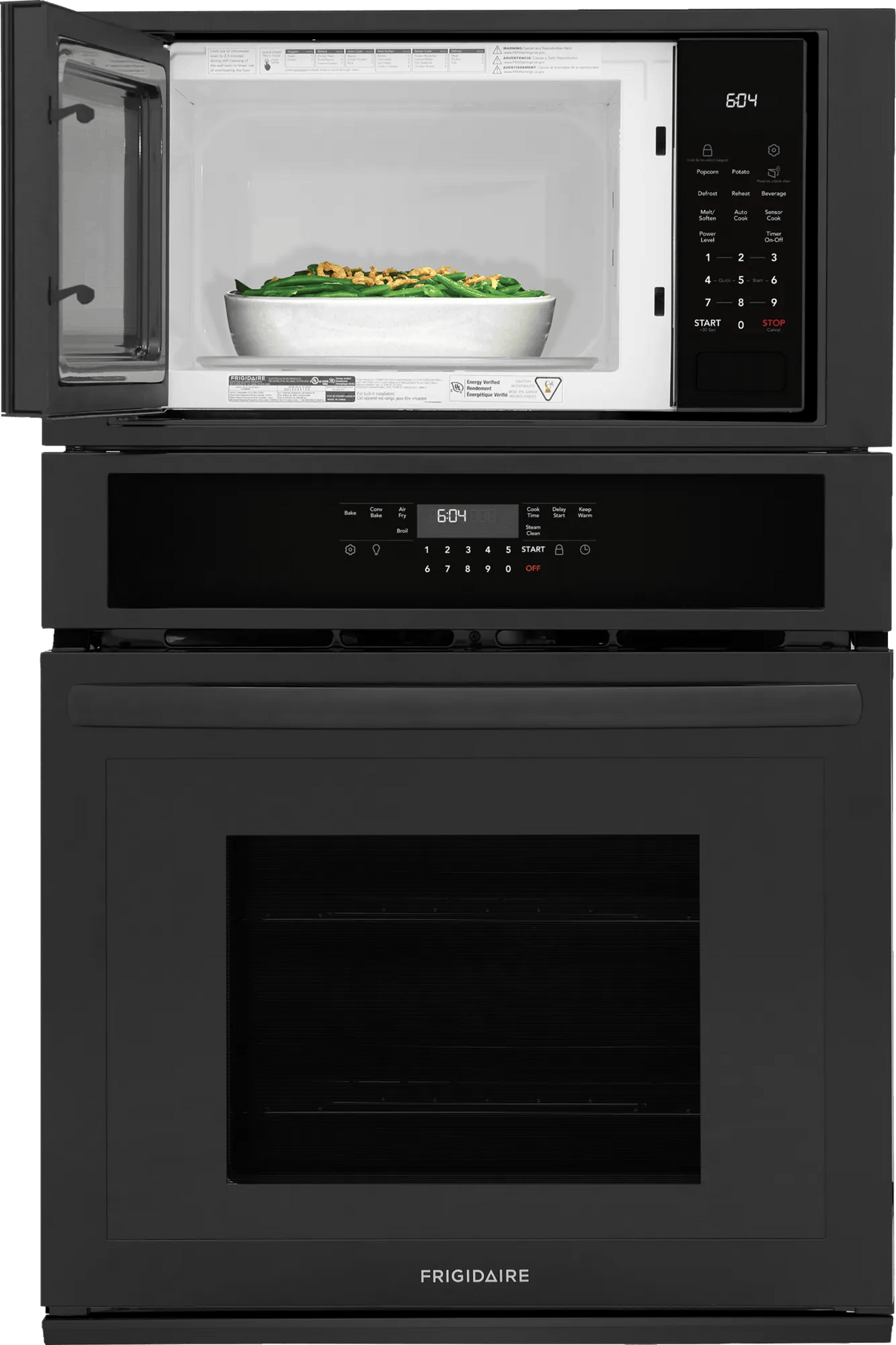 Frigidaire 27" Electric Wall Oven &amp; Microwave Combination with Convection, Black - FCWM2730AB