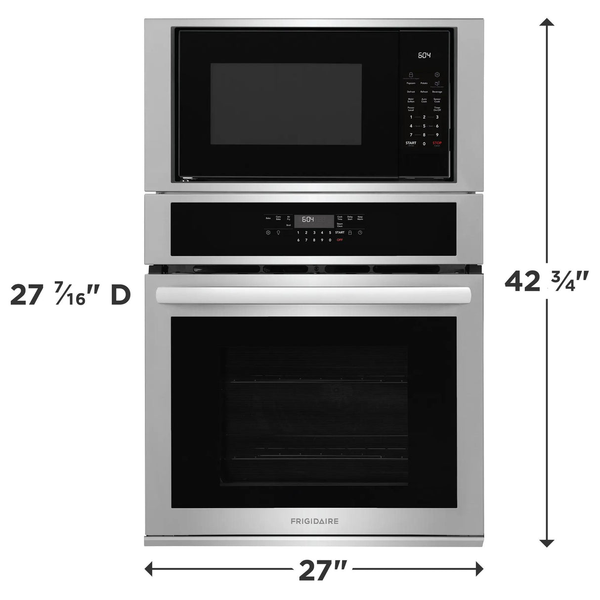 Frigidaire 27" Electric Wall Oven &amp; Microwave Combination with Convection, Stainless Steel - FCWM2730AS