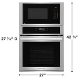 Frigidaire 27" Electric Wall Oven &amp; Microwave Combination with Convection, Stainless Steel - FCWM2730AS