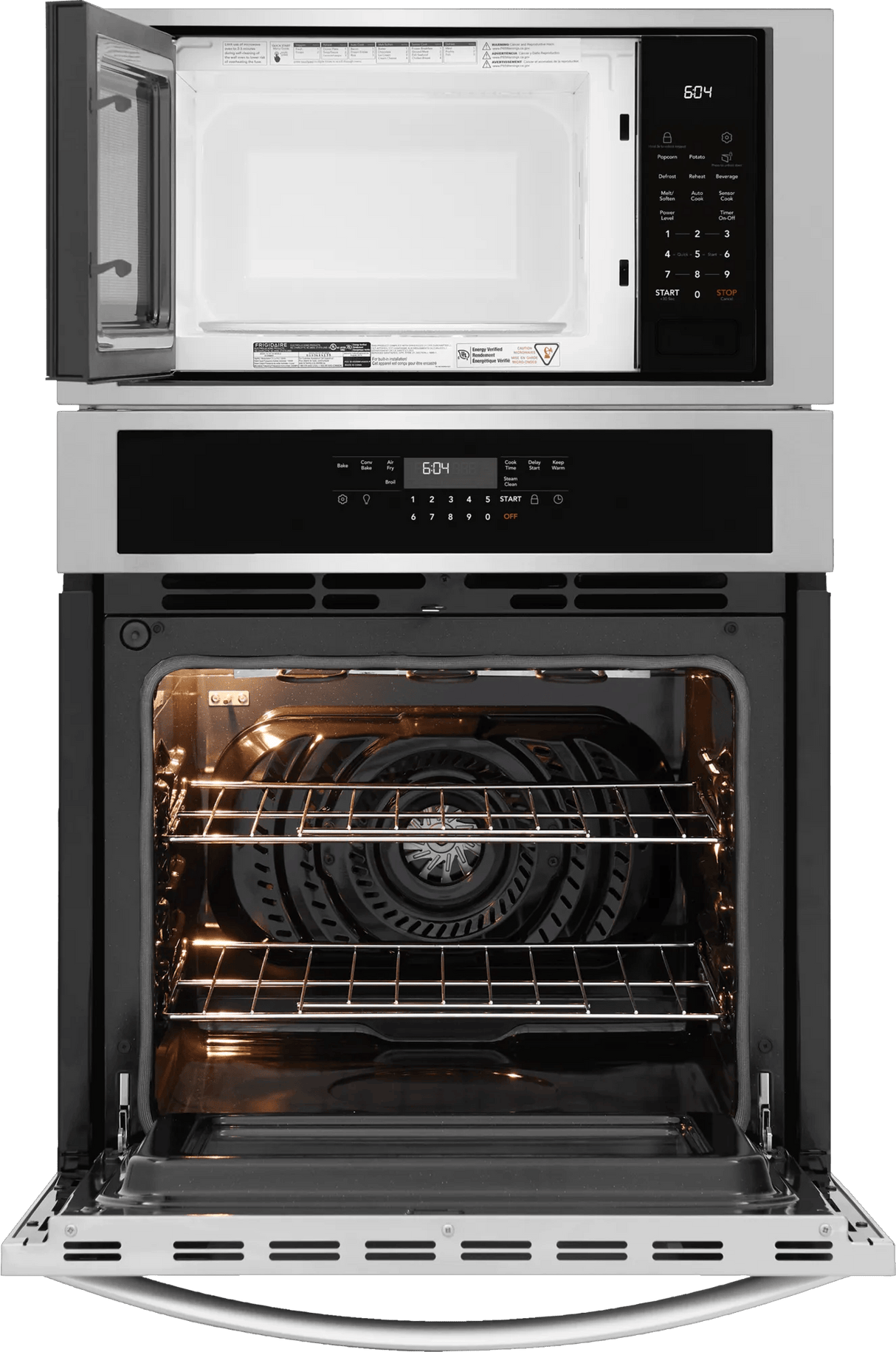 Frigidaire 27" Electric Wall Oven &amp; Microwave Combination with Convection, Stainless Steel - FCWM2730AS
