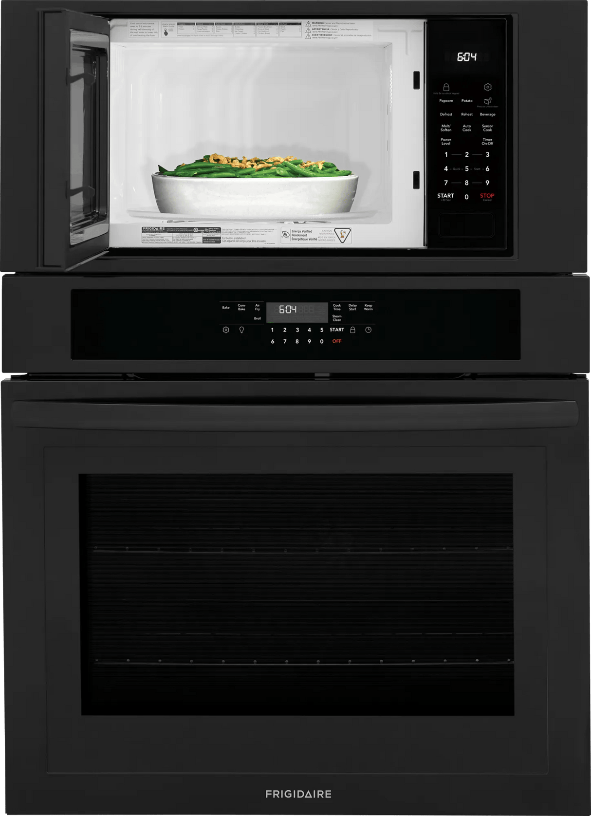 Frigidaire 30" Electric Wall Oven &amp; Microwave Combination with Air Fry &amp; Convection, Black - FCWM3030AB