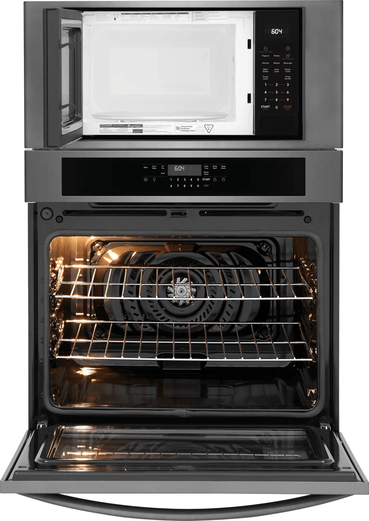 Frigidaire 30" Electric Wall Oven &amp; Microwave Combination with Air Fry &amp; Convection, Black Stainless Steel - FCWM3030AD