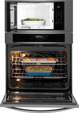 Frigidaire 30" Electric Wall Oven &amp; Microwave Combination with Air Fry &amp; Convection, Black Stainless Steel - FCWM3030AD