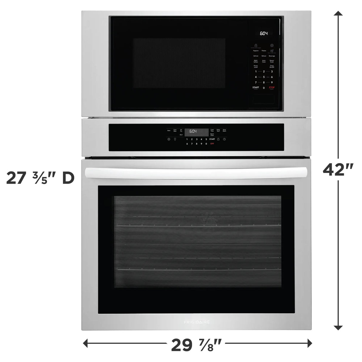 Frigidaire 30" Electric Wall Oven &amp; Microwave Combination with Air Fry &amp; Convection, Stainless Steel - FCWM3030AS