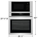 Frigidaire 30" Electric Wall Oven &amp; Microwave Combination with Air Fry &amp; Convection, Stainless Steel - FCWM3030AS