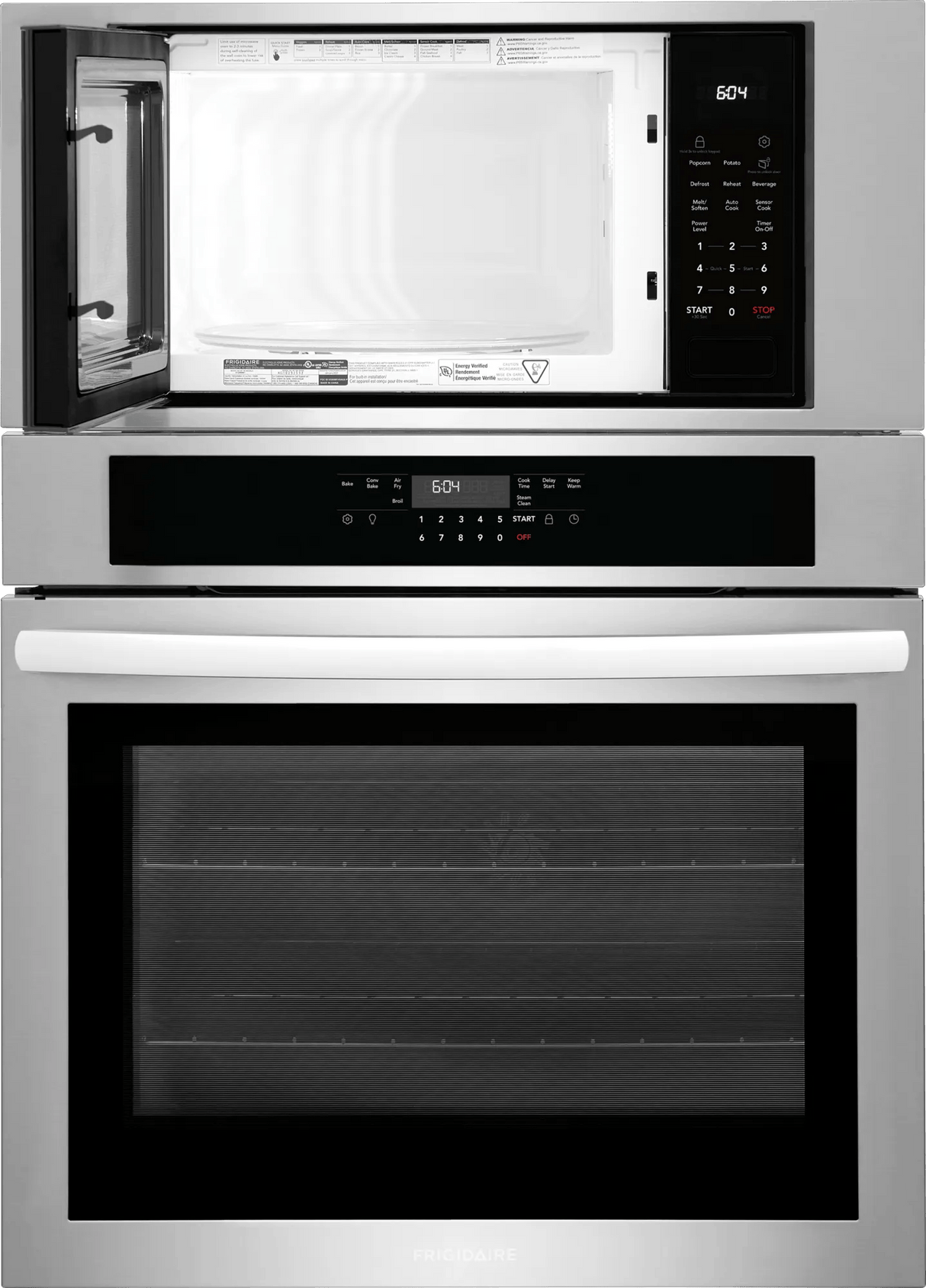 Frigidaire 30" Electric Wall Oven &amp; Microwave Combination with Air Fry &amp; Convection, Stainless Steel - FCWM3030AS