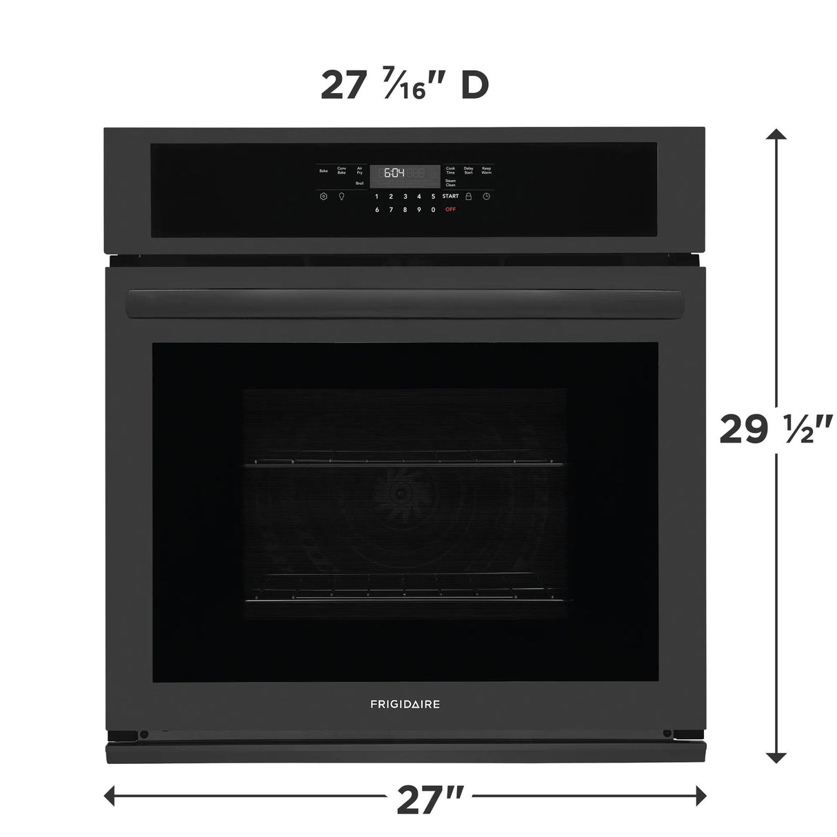 Frigidaire 27" Single Electric Wall Oven with Convection, Black - FCWS2730AB