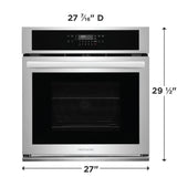 Frigidaire 27" Single Electric Wall Oven with Convection, Stainless Steel - FCWS2730AS