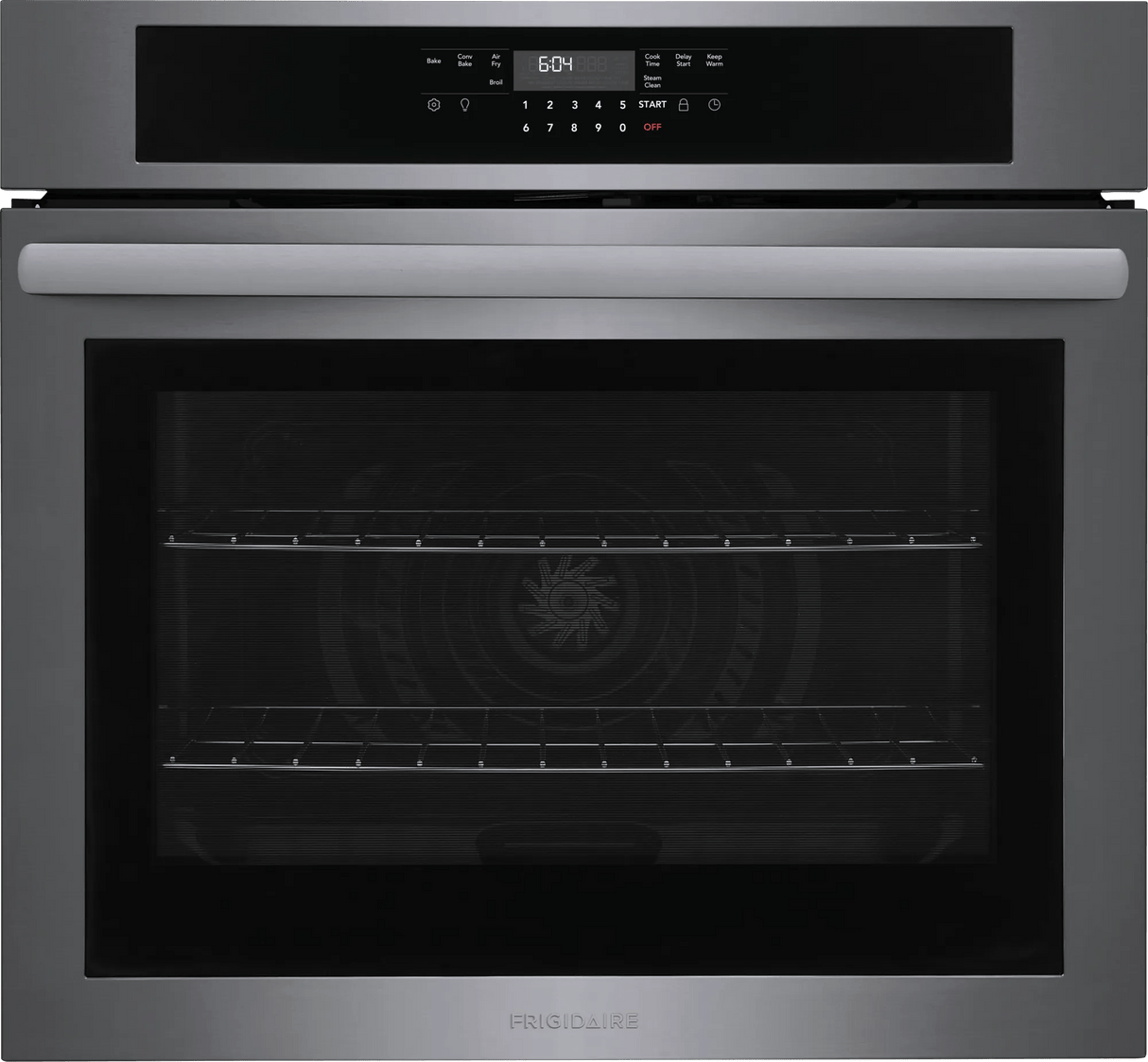 Frigidaire 30" Single Electric Wall Oven with Air Fry &amp; Convection, 5.3 Cu. Ft., Black Stainless Steel - FCWS3030AD