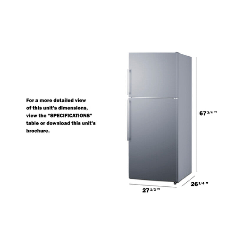 SUMMIT 28" Wide Top Mount Refrigerator-Freezer With Icemaker - (FF1514SSIM)