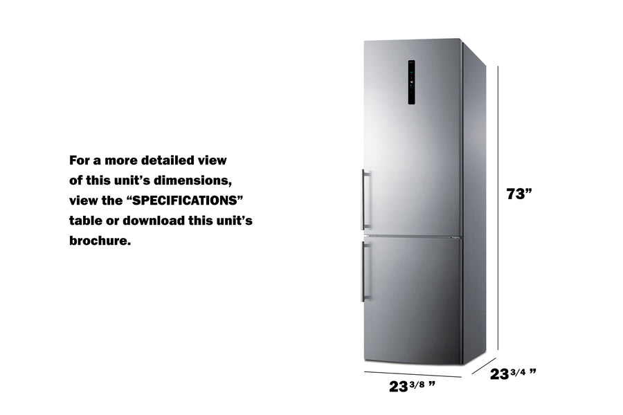 24" Wide Bottom Freezer Refrigerator - (FFBF249SS2) - SUMMIT