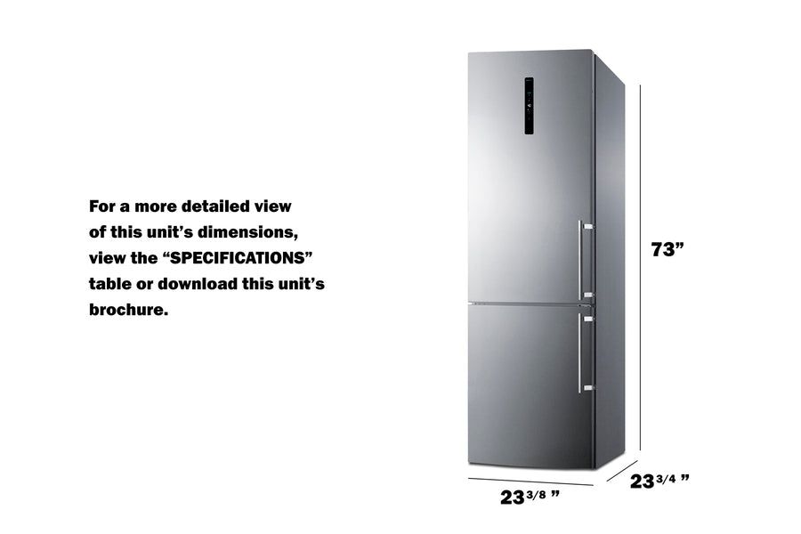 24" Wide Bottom Freezer Refrigerator With Icemaker - (FFBF249SS2IMLHD) - SUMMIT