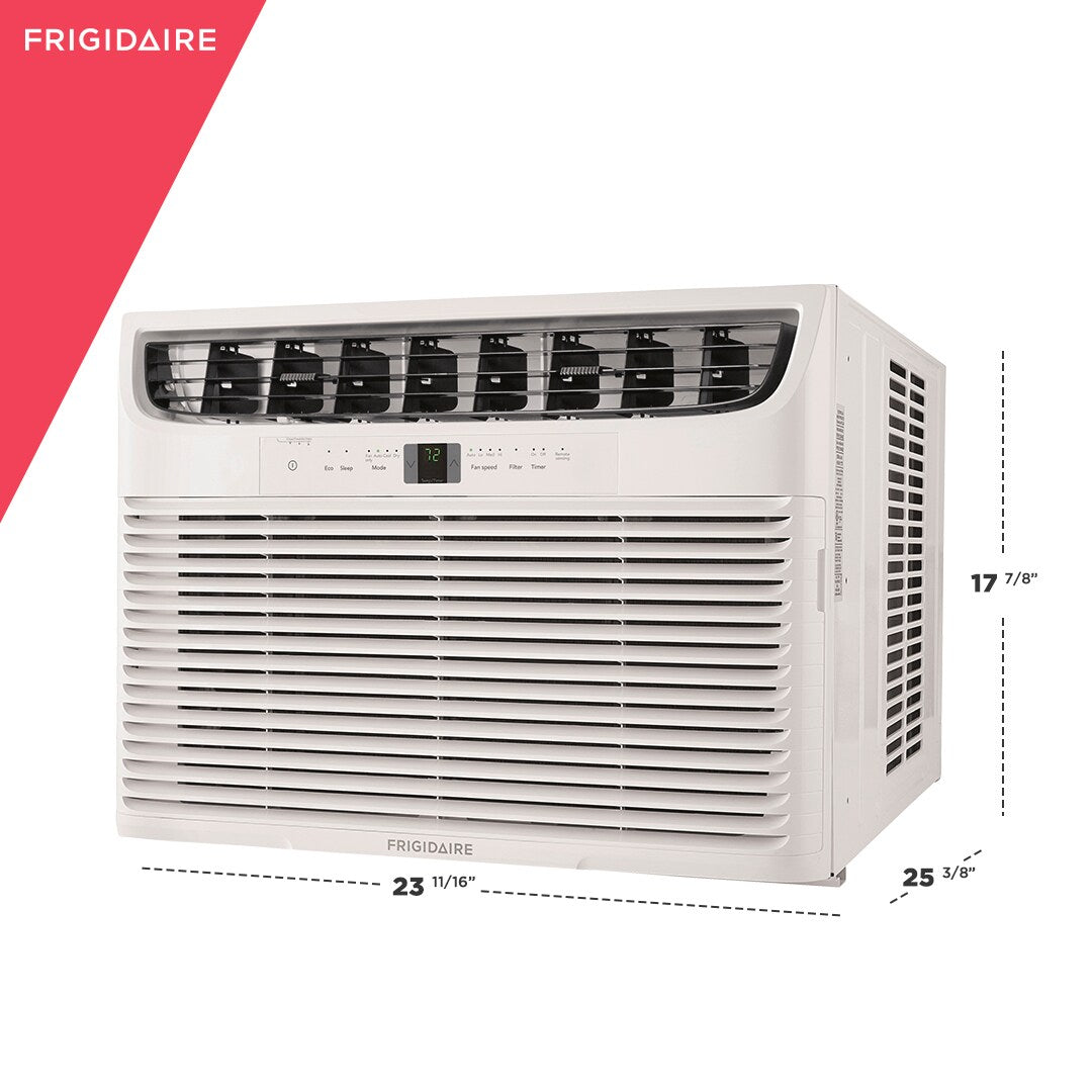 Frigidaire 15K BUT window air conditioner model FFRE153WA1 view with product dimensions