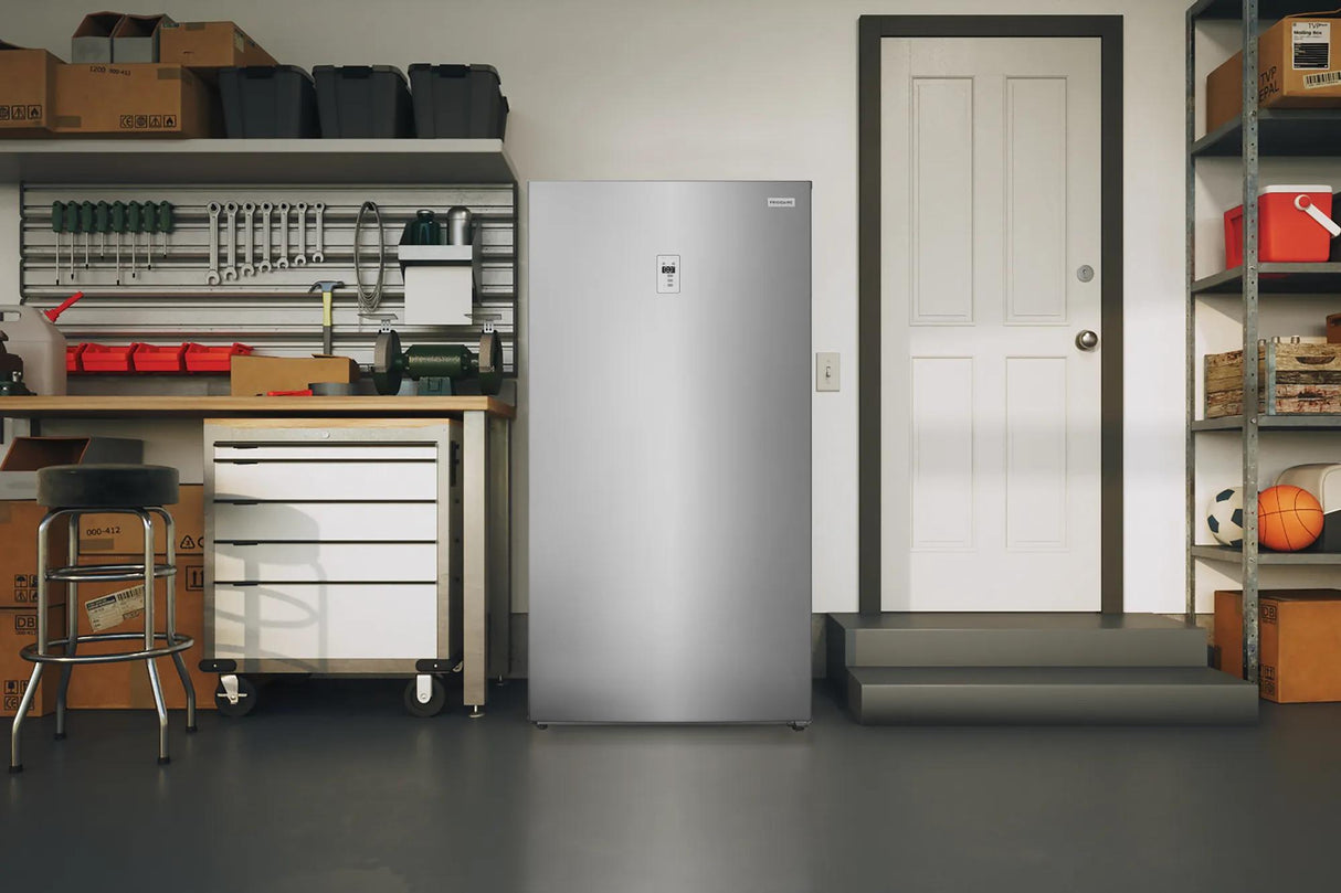 Frigidaire 18 Cu. Ft. Garage-Ready Upright Convertible Freezer / Refrigerator, Fingerprint-Resistant Stainless Steel Look