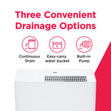 Frigidaire 50-Pint Built-In Pump Smart Wi-Fi Dehumidifier, Energy Star, for Rooms up to 4,500 Sq. Ft., White
