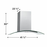 Frigidaire 42" Glass Canopy Island Hood - (FHPC4260LS) - FRIGIDAIRE