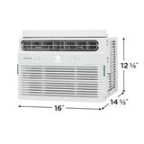 Frigidaire FHWC064TE1 6,000 BTU Window Air Conditioner right side view with product dimensions.