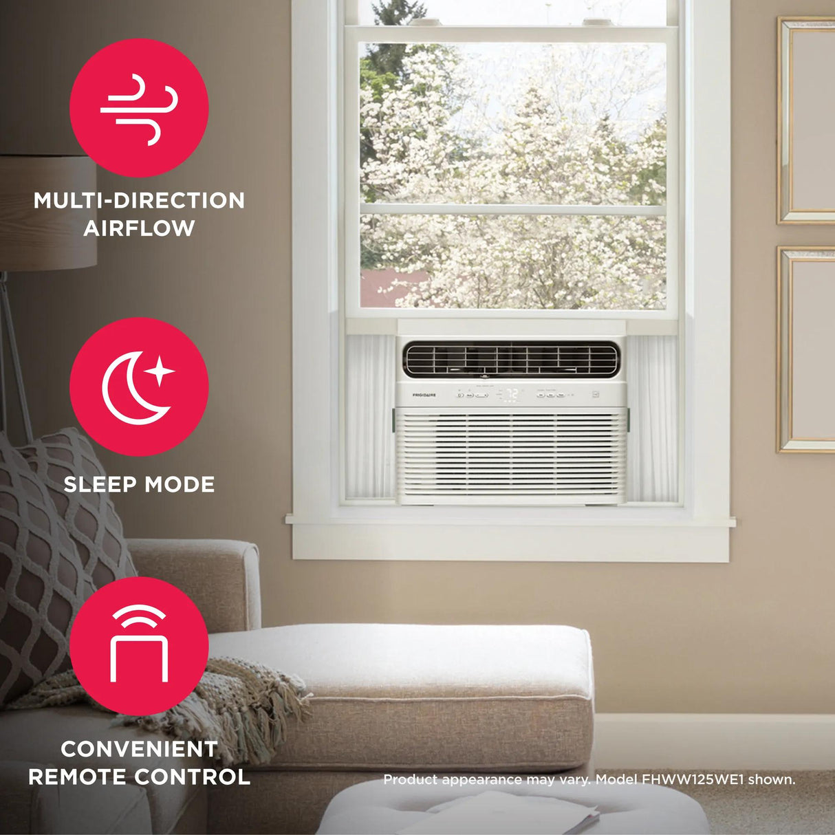 Frigidaire 8,000 BTU Inverter Smart Window Air Conditioner with Wi-Fi, Energy Star, Cools 350 Sq. Ft., White - FHWW085WE1