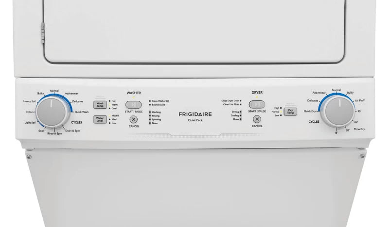Frigidaire Electric Long Vent Stacked Laundry Center - 3.9 Cu. Ft Washer and 5.5 Cu. Ft. Dryer - (FLCE7523AW) - FRIGIDAIRE