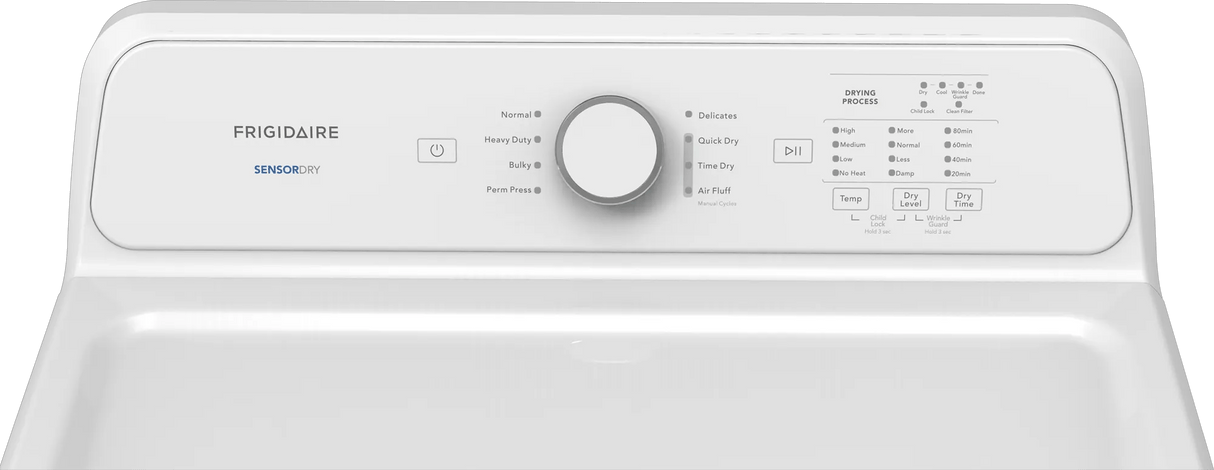 Frigidaire 7 Cu. Ft. Electric Dryer with 8 Dry Cycles White – FLVE7000AW