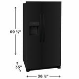 Frigidaire 25.6 Cu. Ft. 36" Standard Depth Side by Side Refrigerator - (FRSS2623AB) - FRIGIDAIRE