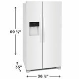 Frigidaire 25.6 Cu. Ft. 36" Standard Depth Side by Side Refrigerator - (FRSS2623AW) - FRIGIDAIRE