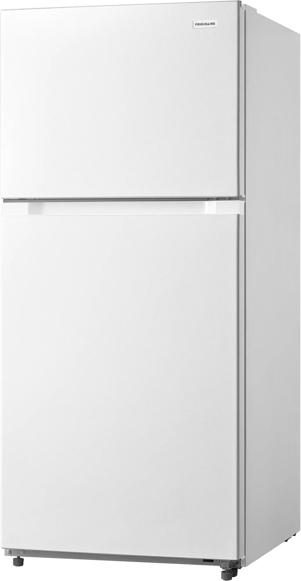 Frigidaire FRTE1814AW top freezer refrigerator – angled view