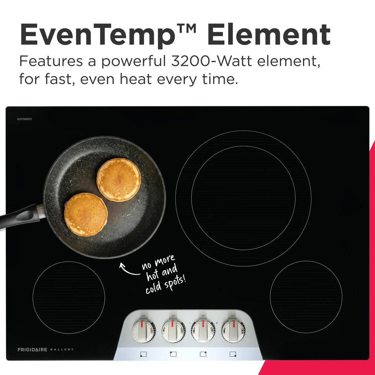 Frigidaire Gallery 30" Electric Cooktop with 4 Radiant Elements, SpaceWise Expandable &amp; EvenTemp, Stainless Steel