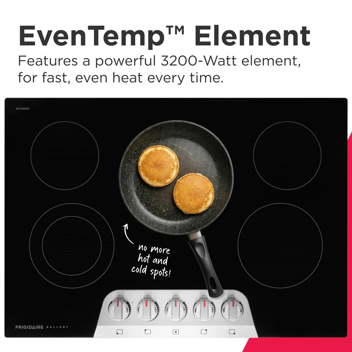 Frigidaire Gallery 30" Electric Cooktop with 5 Radiant Elements &amp; EvenTemp, Stainless Steel