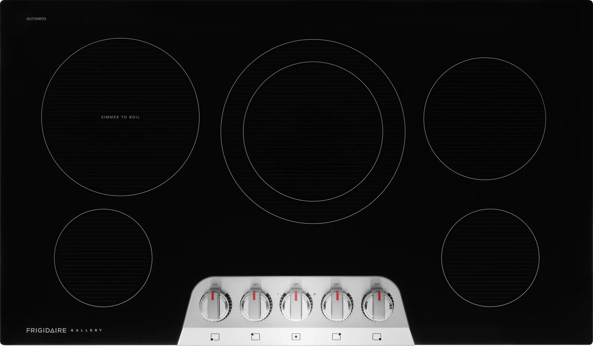 Frigidaire Gallery 36" Electric Cooktop with 5 Radiant Elements, SpaceWise Expandable &amp; EvenTemp, Stainless Steel