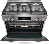 Frigidaire Gallery 36" Slide-In Dual-Fuel Range with Total Convection &amp; Air Fry, 6 Burners, 4.6 Cu. Ft., Smudge-Proof Stainless Steel - GCFD3661AF