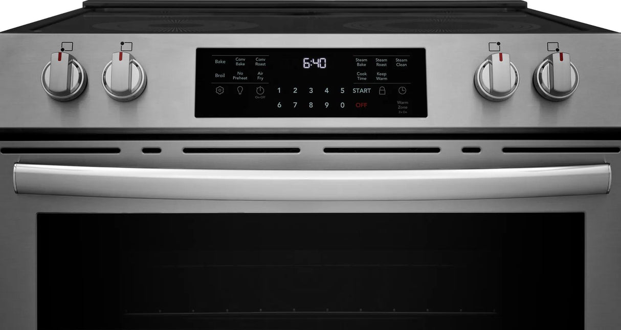 Frigidaire Gallery 30" Front Control Freestanding Electric Range with Total Convection &amp; Air Fry, 5.3 Cu. Ft., Smudge-Proof Stainless Steel - GCFE3059BF