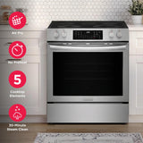 Frigidaire Gallery 30" Front Control Freestanding Electric Range with Total Convection &amp; Air Fry, 5.3 Cu. Ft., Smudge-Proof Stainless Steel - GCFE3059BF