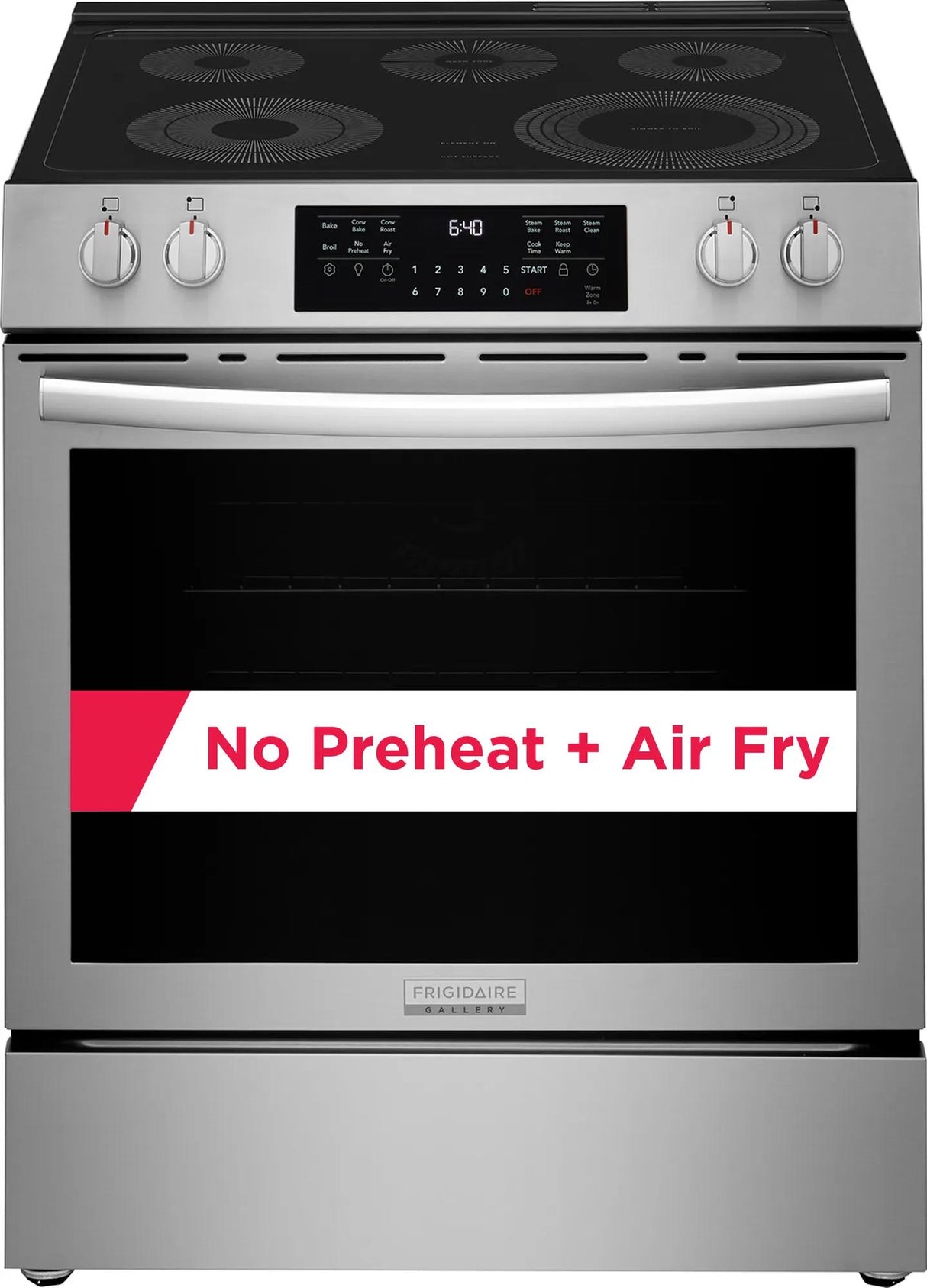 Frigidaire Gallery 30" Front Control Freestanding Electric Range with Total Convection &amp; Air Fry, 5.3 Cu. Ft., Smudge-Proof Stainless Steel - GCFE3059BF