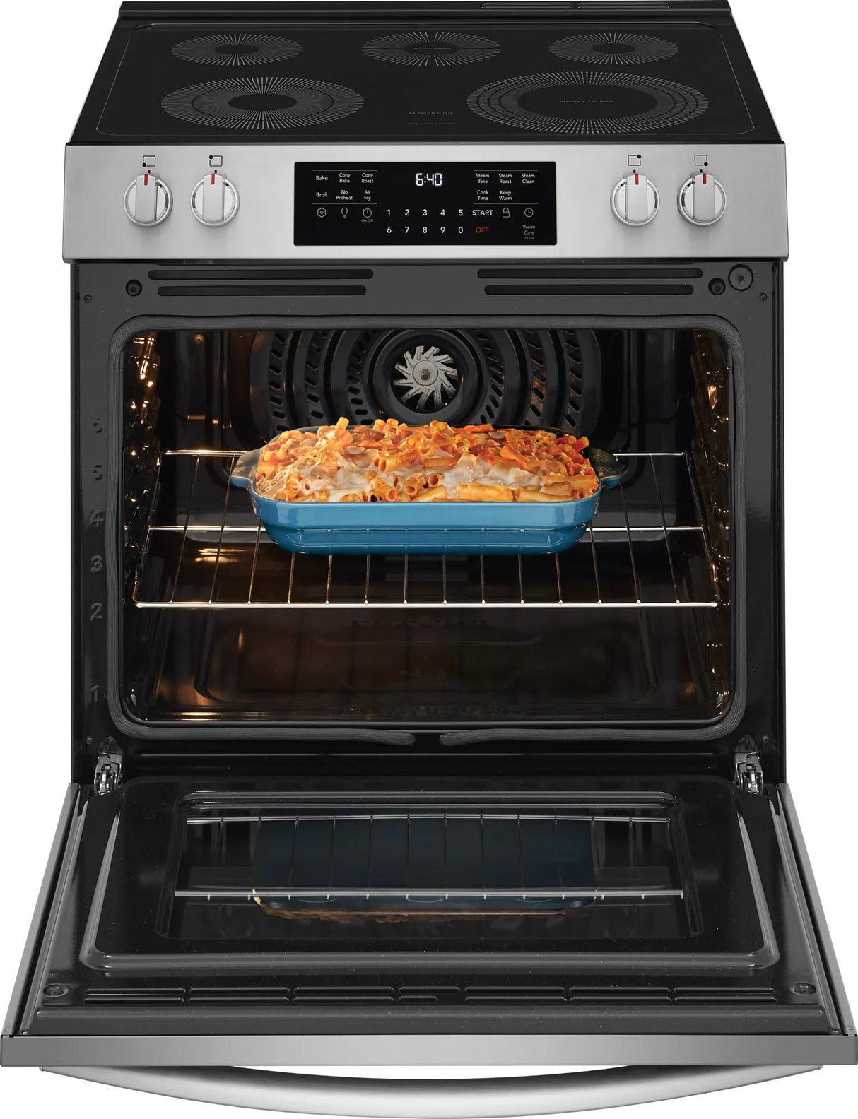 Frigidaire Gallery 30" Front Control Freestanding Electric Range with Total Convection &amp; Air Fry, 5.3 Cu. Ft., Smudge-Proof Stainless Steel - GCFE3059BF