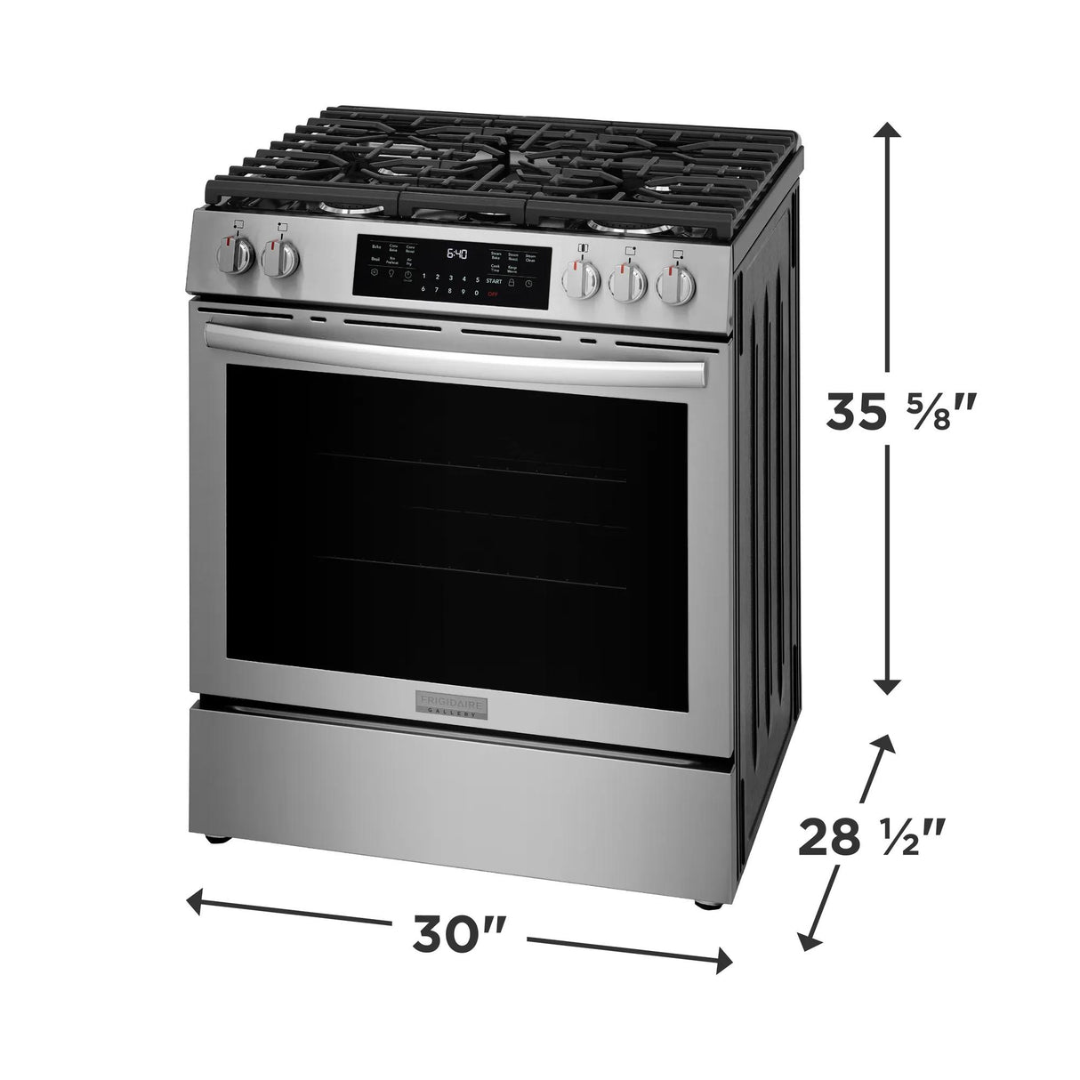Frigidaire Gallery 30" Front Control Freestanding Gas Range with Total Convection &amp; Air Fry, 5.1 Cu. Ft., Smudge-Proof Stainless Steel - GCFG3059BF