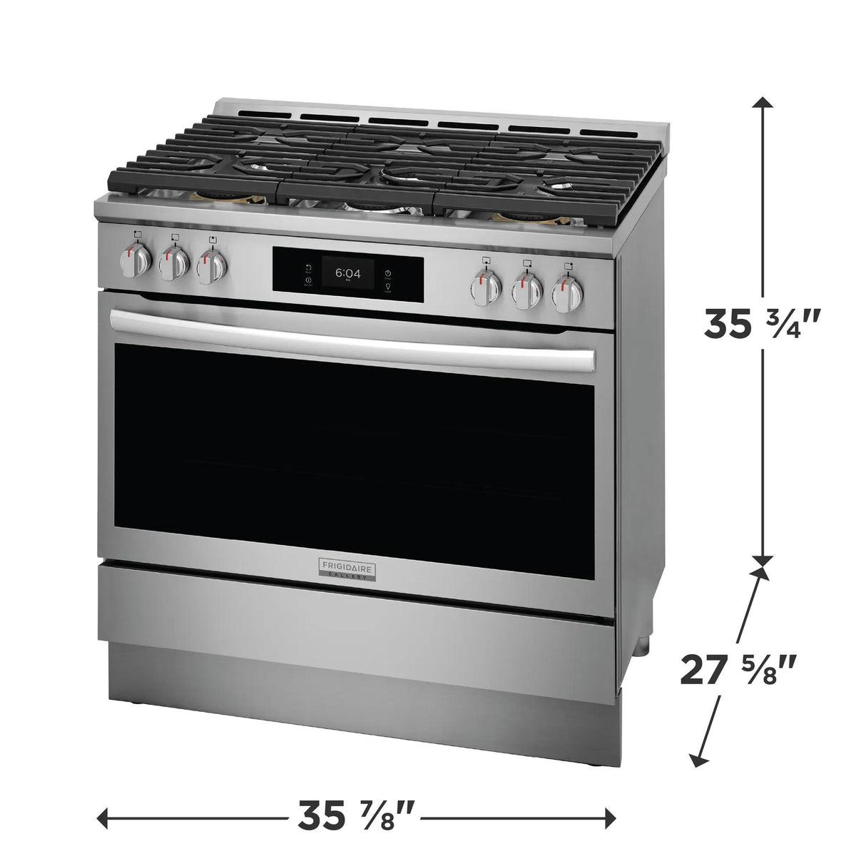 Frigidaire Gallery 36" Freestanding Gas Range with Total Convection &amp; Air Fry, 6 Burners, 4.6 Cu. Ft., Smudge-Proof Stainless Steel - GCFG3661AF