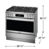 Frigidaire Gallery 36" Freestanding Gas Range with Total Convection &amp; Air Fry, 6 Burners, 4.6 Cu. Ft., Smudge-Proof Stainless Steel - GCFG3661AF