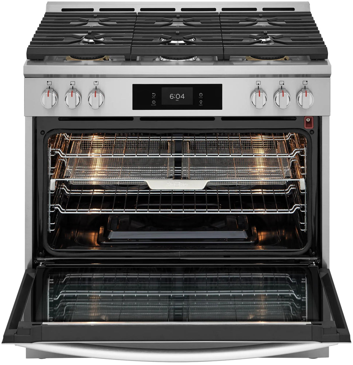 Frigidaire Gallery 36" Freestanding Gas Range with Total Convection &amp; Air Fry, 6 Burners, 4.6 Cu. Ft., Smudge-Proof Stainless Steel - GCFG3661AF