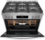 Frigidaire Gallery 36" Freestanding Gas Range with Total Convection &amp; Air Fry, 6 Burners, 4.6 Cu. Ft., Smudge-Proof Stainless Steel - GCFG3661AF