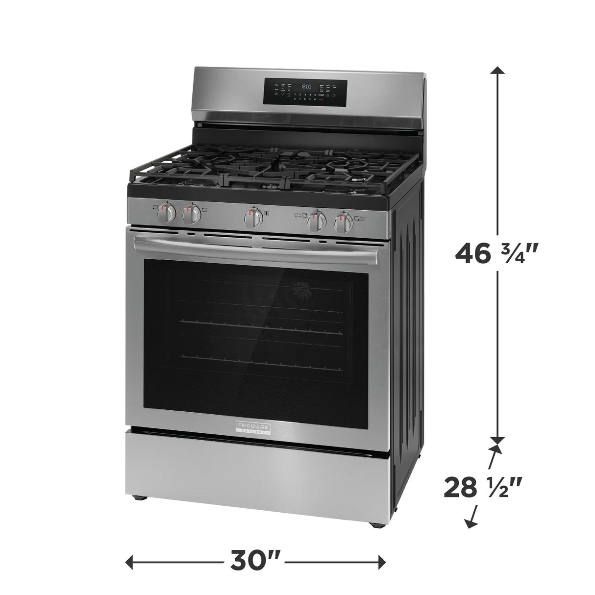 Frigidaire Gallery 30" Freestanding Gas Range with Total Convection &amp; Air Fry, 5.1 Cu. Ft., Stainless Steel - GCRG3059BF