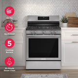 Frigidaire Gallery 30" Freestanding Gas Range with Total Convection &amp; Air Fry, 5.1 Cu. Ft., Stainless Steel - GCRG3059BF