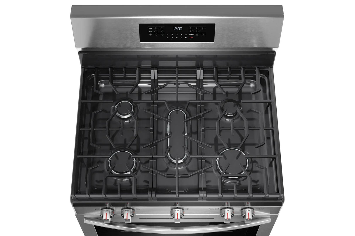 Frigidaire Gallery 30" Freestanding Gas Range with Total Convection &amp; Air Fry, 5.1 Cu. Ft., Stainless Steel - GCRG3059BF
