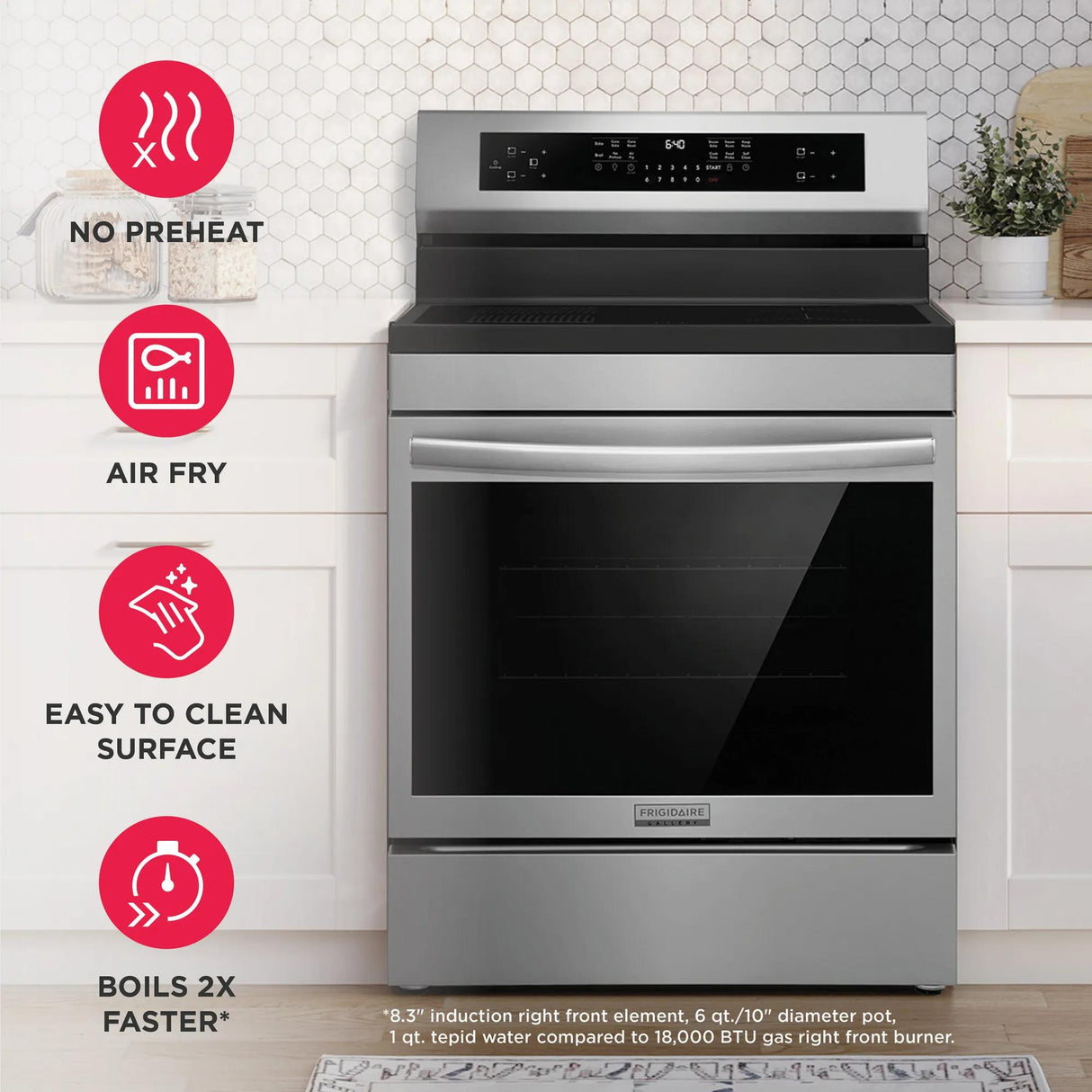 Frigidaire Gallery 30" Freestanding Induction Range with Total Convection &amp; Air Fry, 5.3 Cu. Ft., Smudge-Proof Stainless Steel - GCRI306HBF