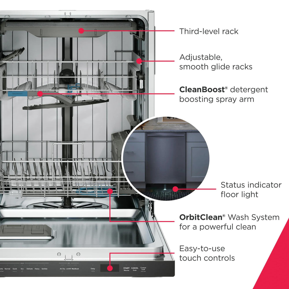 Frigidaire Gallery GDSH4735AF dishwasher – CleanBoost feature
