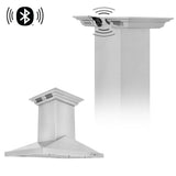 ZLINE 36 in. CrownSound™ Ducted Vent Island Mount Range Hood in Stainless Steel with Built-in Bluetooth Speakers (GL1iCRN-BT-36) - (GL1ICRNBT36) -
