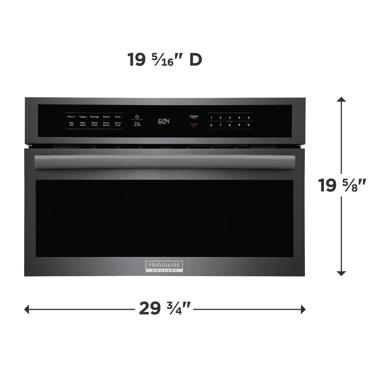 Frigidaire Gallery 30" Built-In Microwave Oven with Drop-Down Door, 1.6 Cu. Ft., Smudge-Proof Black Stainless Steel