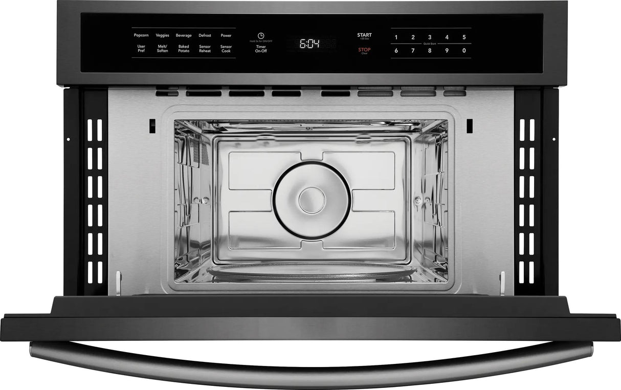 Frigidaire Gallery 30" Built-In Microwave Oven with Drop-Down Door, 1.6 Cu. Ft., Smudge-Proof Black Stainless Steel
