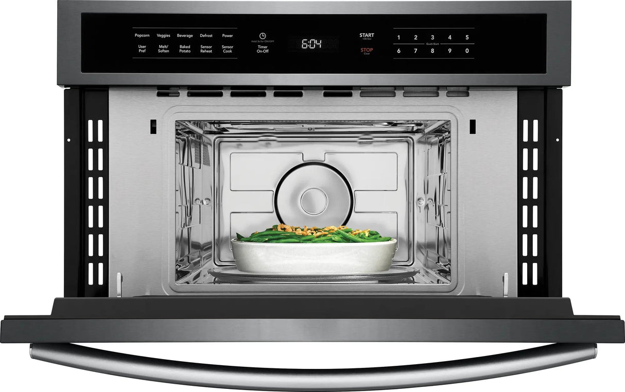 Frigidaire Gallery 30" Built-In Microwave Oven with Drop-Down Door, 1.6 Cu. Ft., Smudge-Proof Black Stainless Steel
