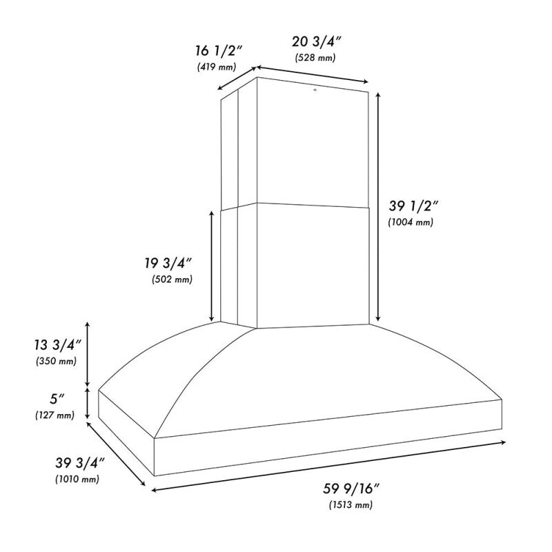 ZLINE 60 in. Island Mount Outdoor Grill Hood (GOi2-60) - (GOI260) -